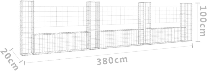 Festnight Gabionenwand Gabionenkorb U-Form mit 4 Säulen Gabione Gabionenkörbe Gabionen Hochbeet Stei