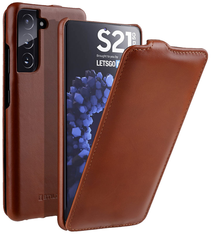 STILGUT UltraSlim kompatibel mit Samsung Galaxy S21 Plus Hülle - Samsung S21 Plus 5G Flip Case aus L