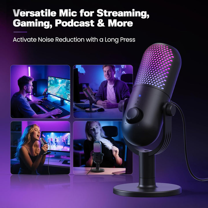 USB Mikrofon PC Gaming RGB: Microphone PC Schwarz - Gaming Zubehör PS4 & PS5 - Gaming Mic mit Stumm