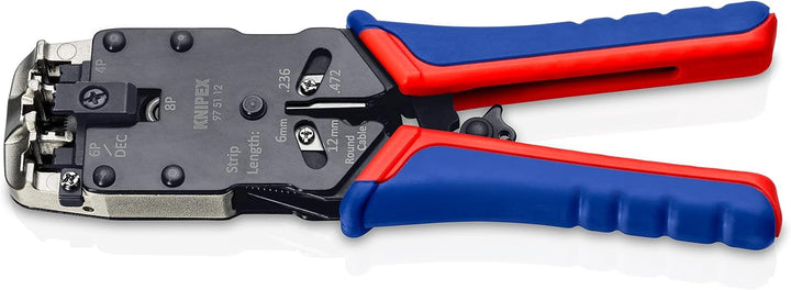 Knipex Crimpzange für Westernstecker brüniert, mit Mehrkomponenten-Hüllen 200 mm (SB-Karte/Blister)
