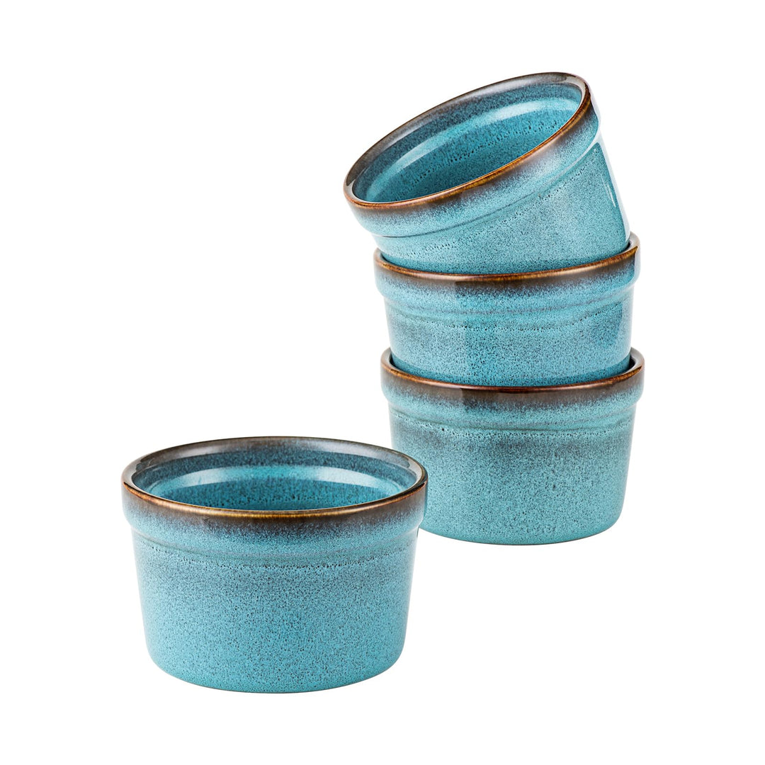 HENXFEN LEAD 4 Stück Soufflé Förmchen, 240mL Creme Brulee Schälchen Kleine Auflaufformen, Mini Aufla
