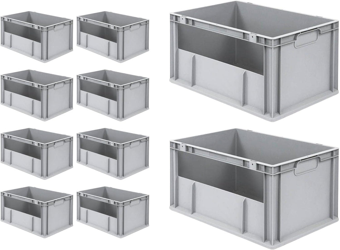 Mega Deal | 10x Proregal Eurobox NextGen Insight | Seite offen | HxBxT 32x40x60 cm | Grau HxBxT 32x4