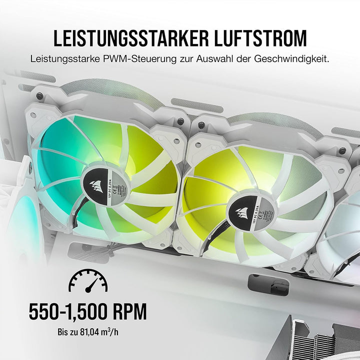 Corsair iCUE SP120 RGB ELITE Performance 120mm-PWM-Lüfter 3er-Pack mit iCUE Lighting Node CORE (CORS