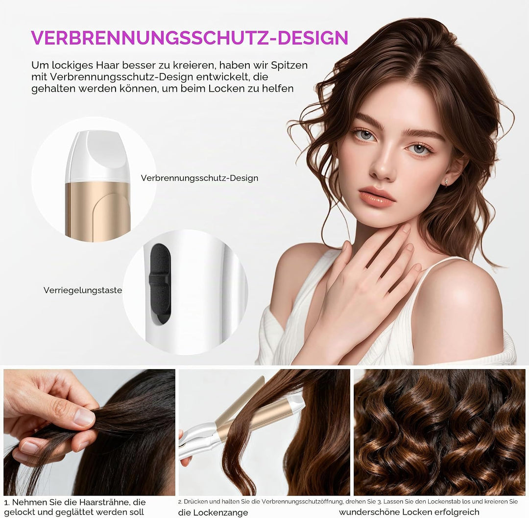 2 in 1 Glätteisen und Lockenstab, Vereint Locken und Glattes Haar in Einem GeräT, 32mm-Keramik-Ionen