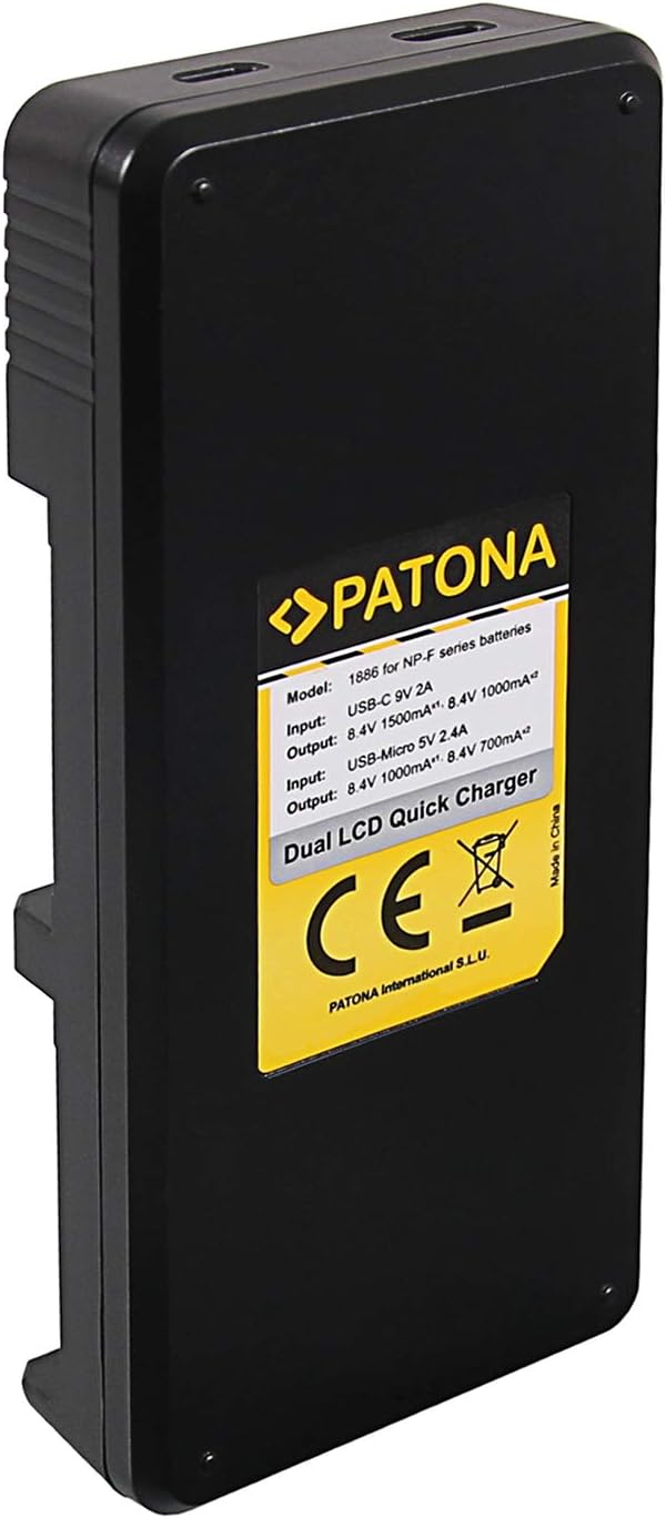 PATONA 2X NP-F970 Akku mit Dual LCD Ladegerät Kompatibel mit Sony NP-F960 NP-F950