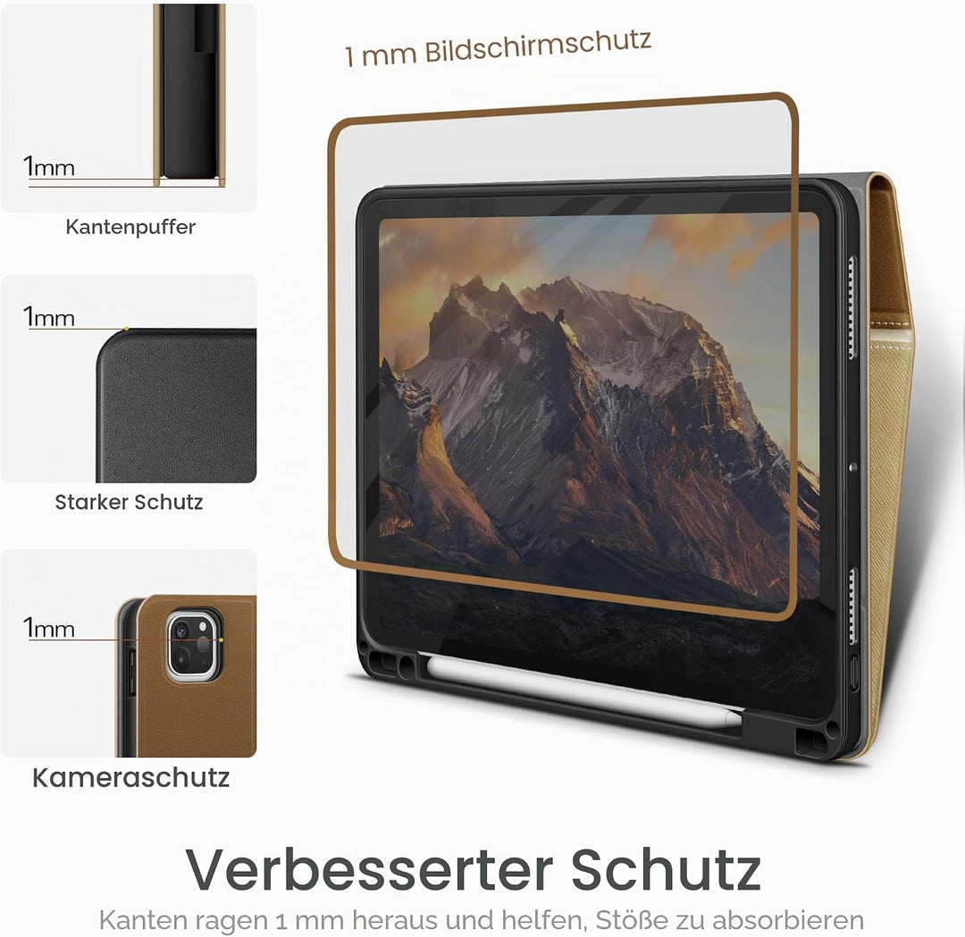 KingBlanc Hülle für iPad Pro 11 Zoll 4. Generation 2022 3./2./1. Gen (2021/2020/2018) mit Stifthalte