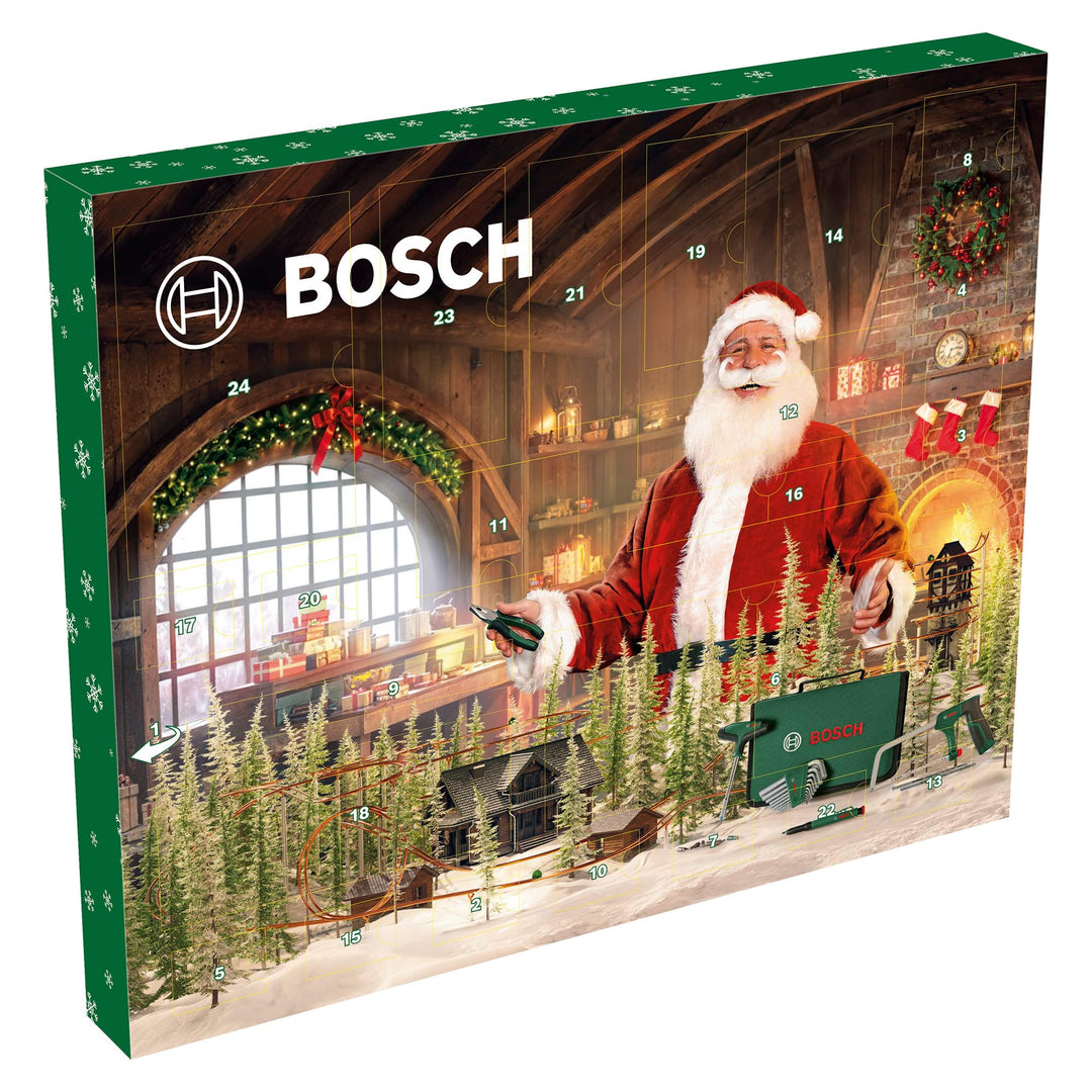 Bosch 41-tlg. Adventskalender 2025 (Set mit Bügelsäge, Bit-Schraubendreher mit T-Griff, Schraubendre