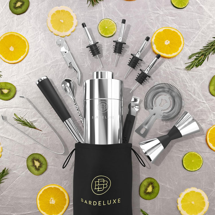 BarDeluxe® Cocktail Set 12-teilig, Barkeeper Set, Cocktail Mixer Set | 750ml Cocktailshaker Edelstah