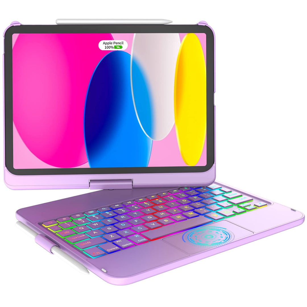 KARFUN Touchpad-Tastaturhülle für iPad 10. Generation (10,9 Zoll, 2022), 10-Farben-Hintergrundbeleuc