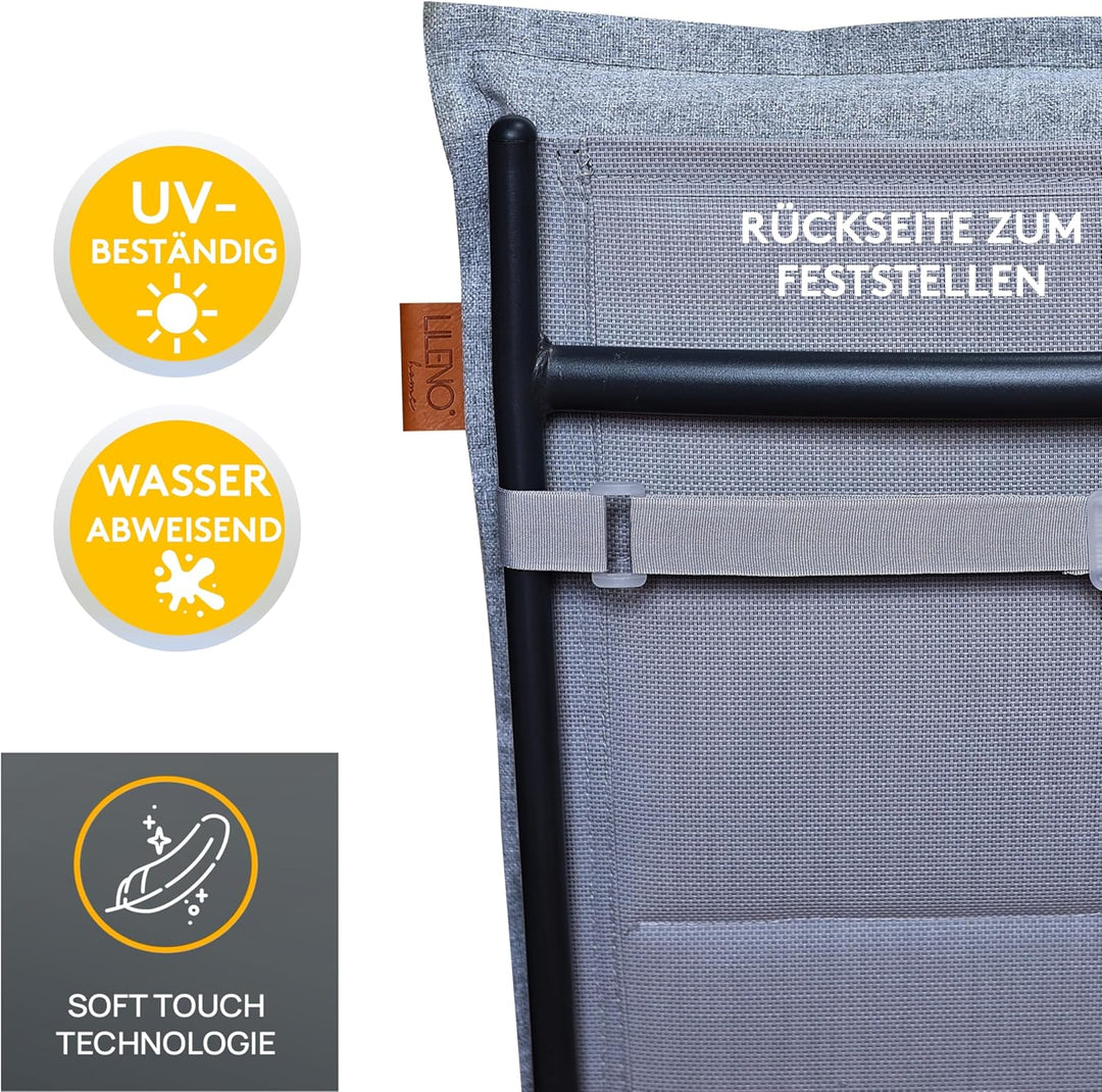 LILENO HOME Gartenstuhl Auflagen [2er Set - Hochlehner] in Anthrazit - Bequeme Liegen als Sitzauflag