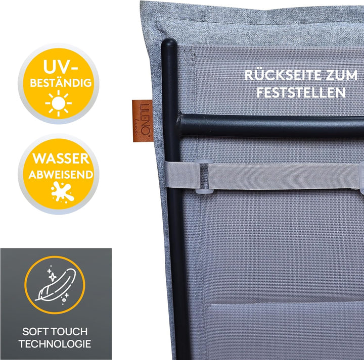 LILENO HOME Gartenstuhl Auflagen [2er Set - Hochlehner] in Anthrazit - Bequeme Liegen als Sitzauflag