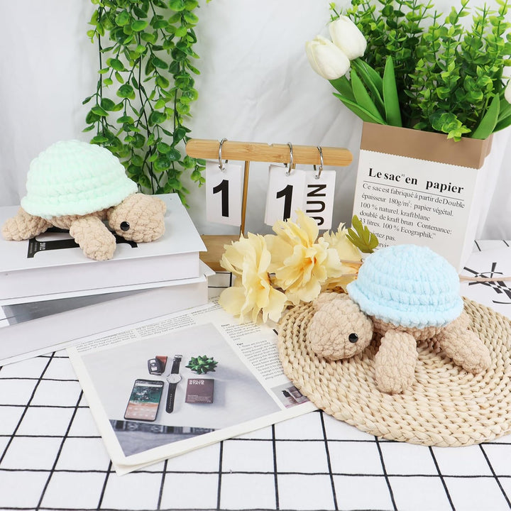 Rosedreamer Häkeln für Anfänger Tiere Häkelset 2 Stück Schildkröte Strickset für Erwachsene Häkelset
