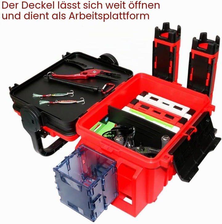 Angelkoffer,KOCAN Angelbox,Reise-Angelkoffer,Box mit Flaschenhalter und Rutenständern