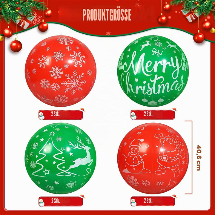 8 Stück 40 cm Weihnachts aufblasbare Bälle Aufblasbare Weihnachtskugel Ornamente im Freien für Weihn