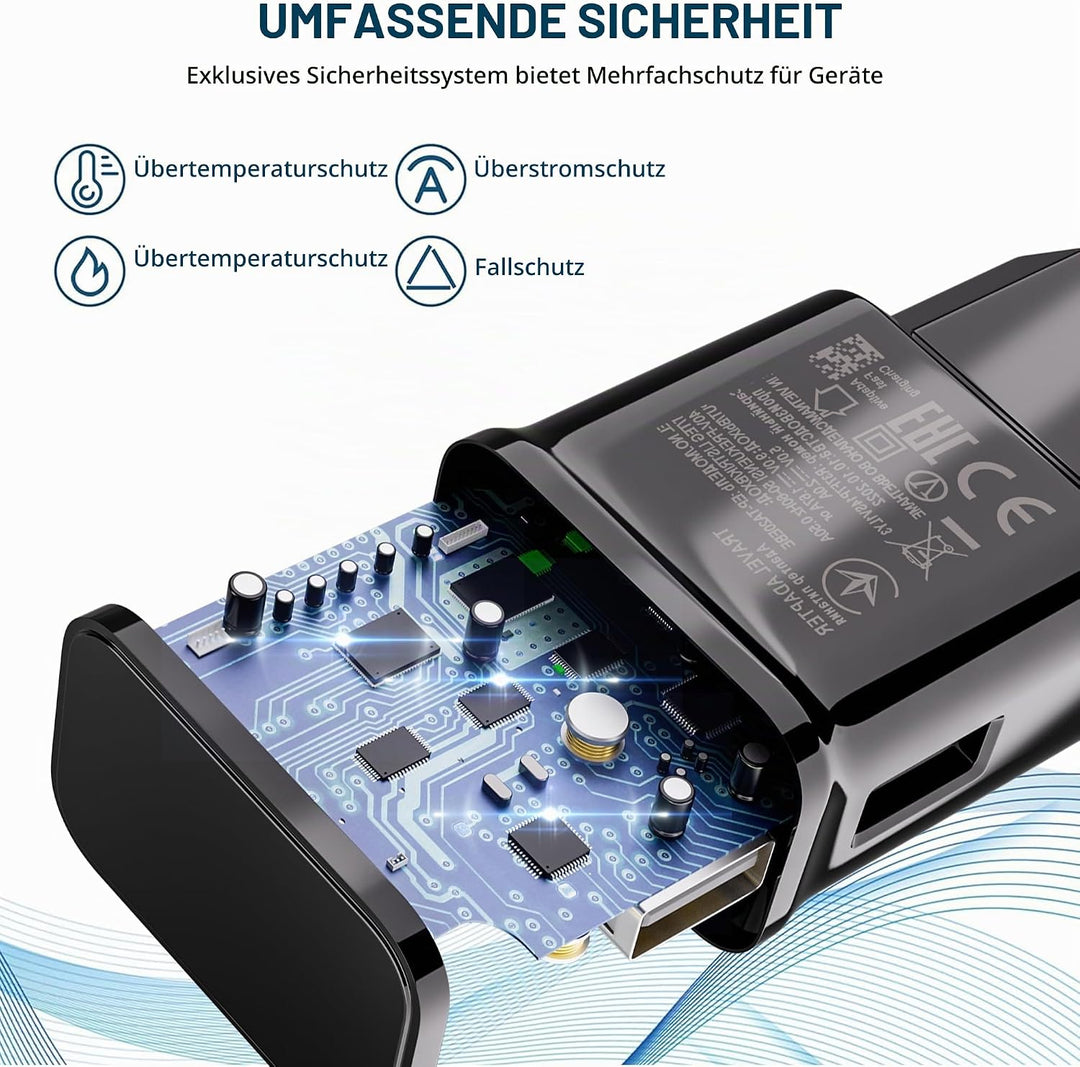 2er-Pack USB Ladegerät mit 2m Ladekabel USB Typ-C für Samsung Galaxy A13 A14 A15 A23 A25 A33 A34 A35