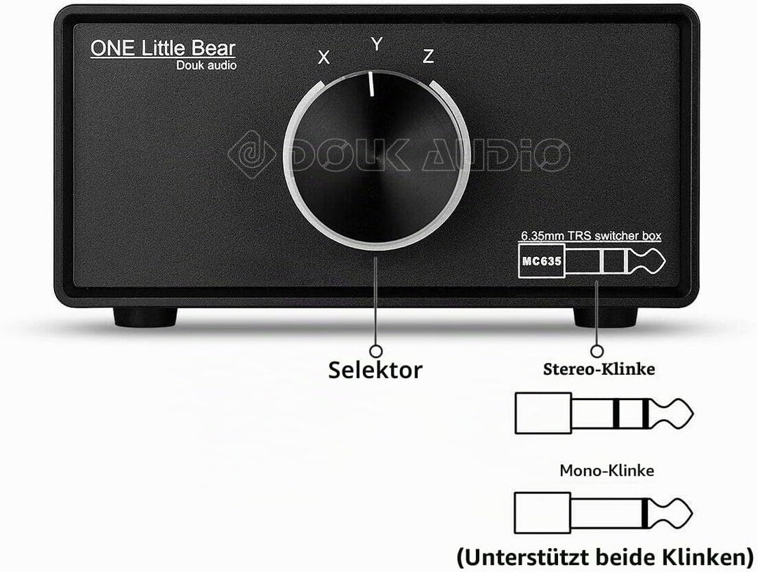 Douk Audio Mini 3-Way Tragbar Mono/Stereo 6.35mm TRS Audio-Umschalter Switcher Box Kopfhörer Splitte