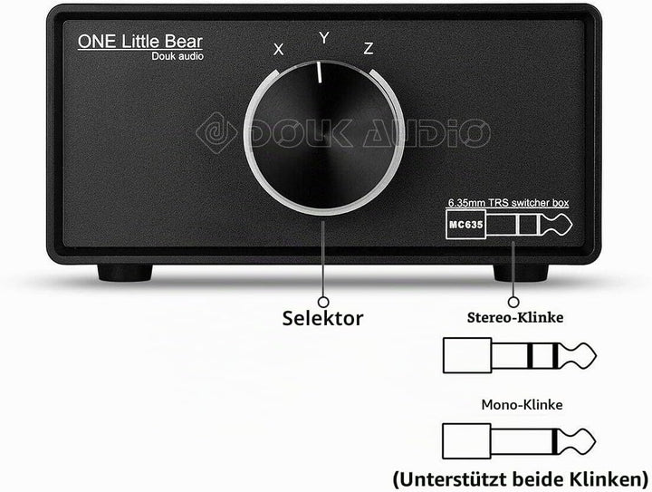 Douk Audio Mini 3-Way Tragbar Mono/Stereo 6.35mm TRS Audio-Umschalter Switcher Box Kopfhörer Splitte