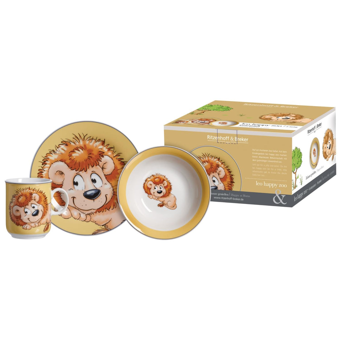 Ritzenhoff & Breker Kindergeschirr-Set Happy Zoo, Leo, 3-teilig Löwe Leo, Löwe Leo