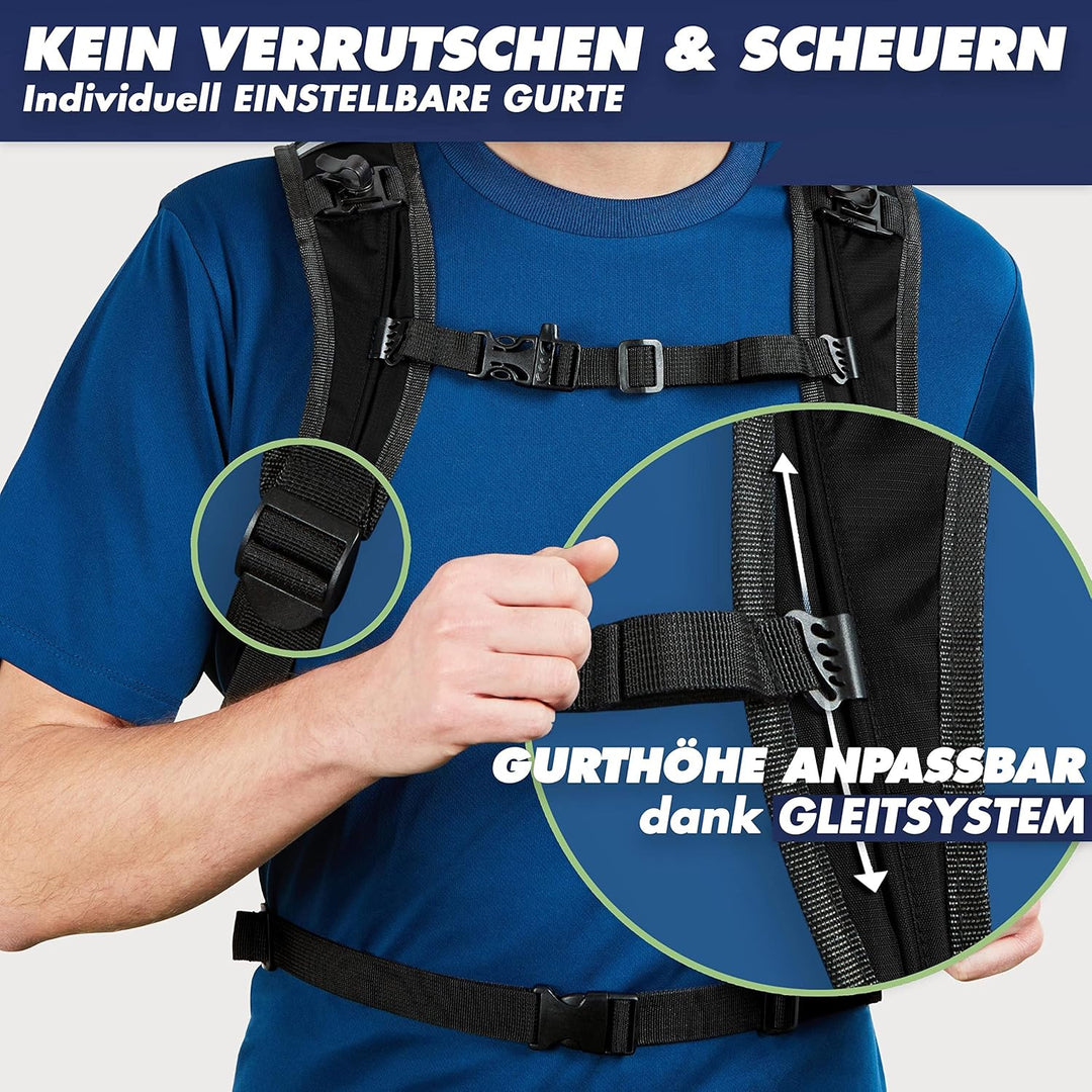 SASMO® Laufrucksack 6L (Schwarz) mit Thermofach | Lauf Rucksack - Ultraleicht 300g | Laufrucksack Da