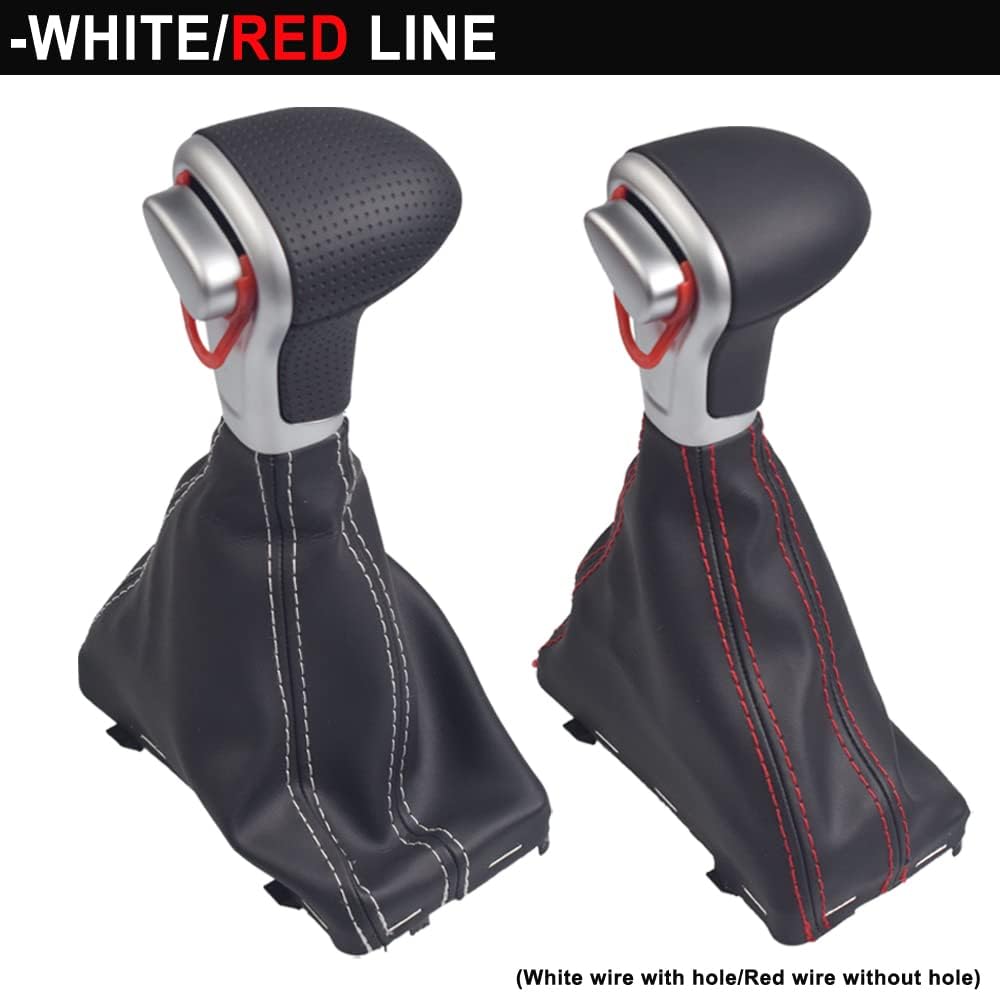 Hacreyatu Automatisch Leder Auto Schaltknauf Stick Gaiter Boot Frame Kit für A-udi A4 B8 A5 Q5 (Schw