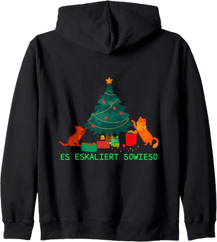 Es Eskaliert Sowieso - Weihnachten Baum Katze Kapuzenjacke