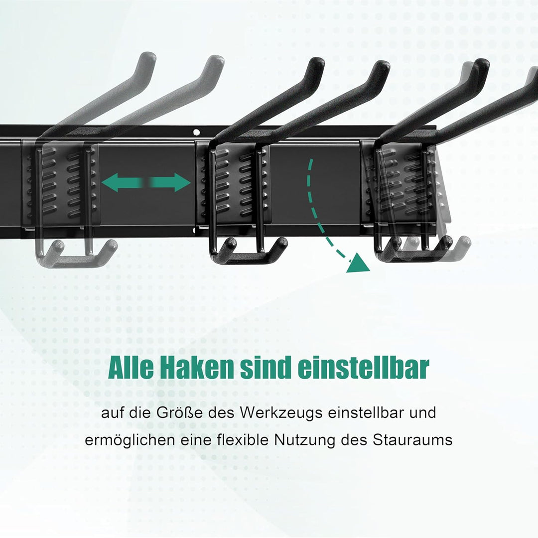 Mimoke Wandhalterung Werkzeugregal für Garage und Garten, 3 Schienen, Vielseitige Hakenkonfiguration