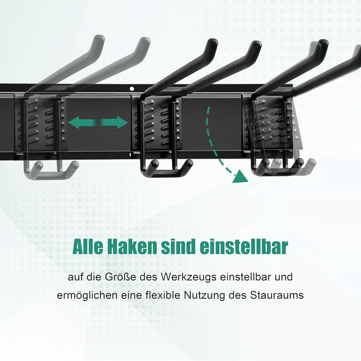Mimoke Wandhalterung Werkzeugregal für Garage und Garten, 3 Schienen, Vielseitige Hakenkonfiguration