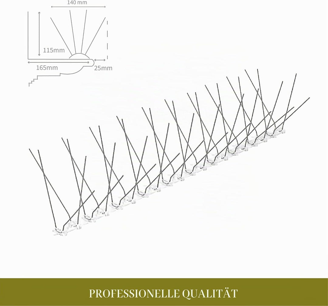 25 Meter Premium Taubenabwehr **40 V-förmige INOX-Spikes** Made in EU