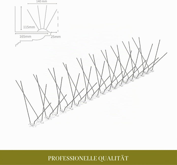 25 Meter Premium Taubenabwehr **40 V-förmige INOX-Spikes** Made in EU