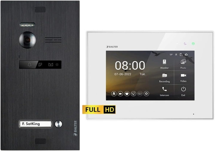 Nonic Balter EVO HD Schwarz/Weiss Video Türsprechanlage Set für 1 Familienhaus (1x Türstation mit Fu