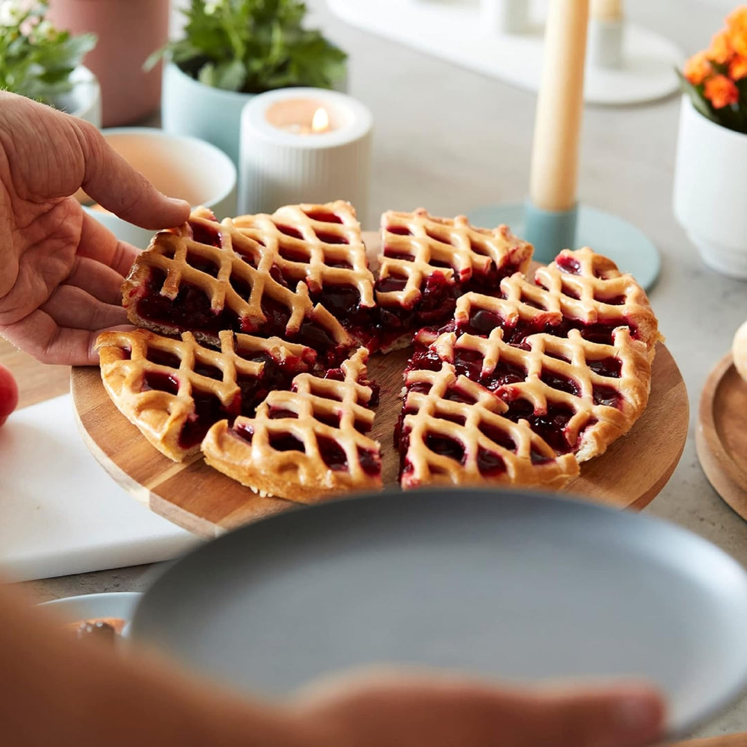 Point-Virgule Tortenplatte mit fuss, torten zubehör und backzubehör, aus Akazienholz, 7.5cm hoch, 28