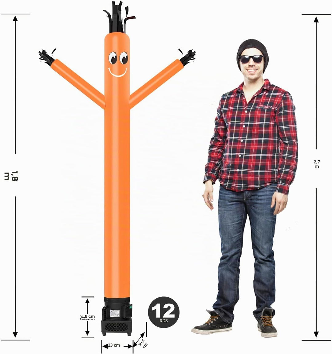 MOUNTO Fliegenpuppe Tänzerin mit 1/3 PS Gebläse, 1,8 m, Orange Orange/Abendrot im Zickzackmuster (Su