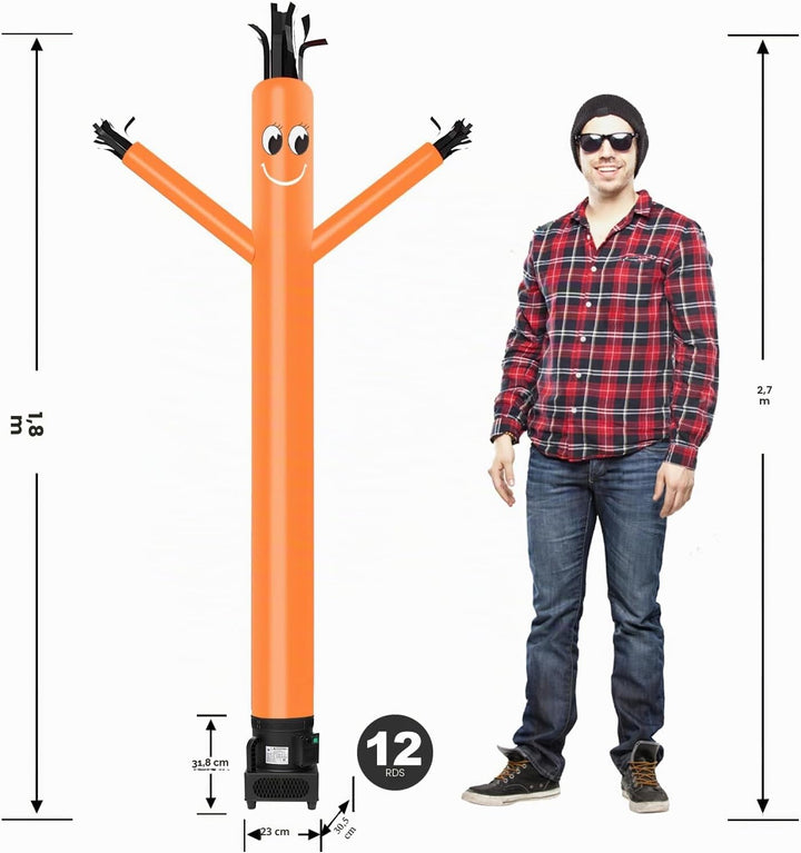MOUNTO Fliegenpuppe Tänzerin mit 1/3 PS Gebläse, 1,8 m, Orange Orange/Abendrot im Zickzackmuster (Su