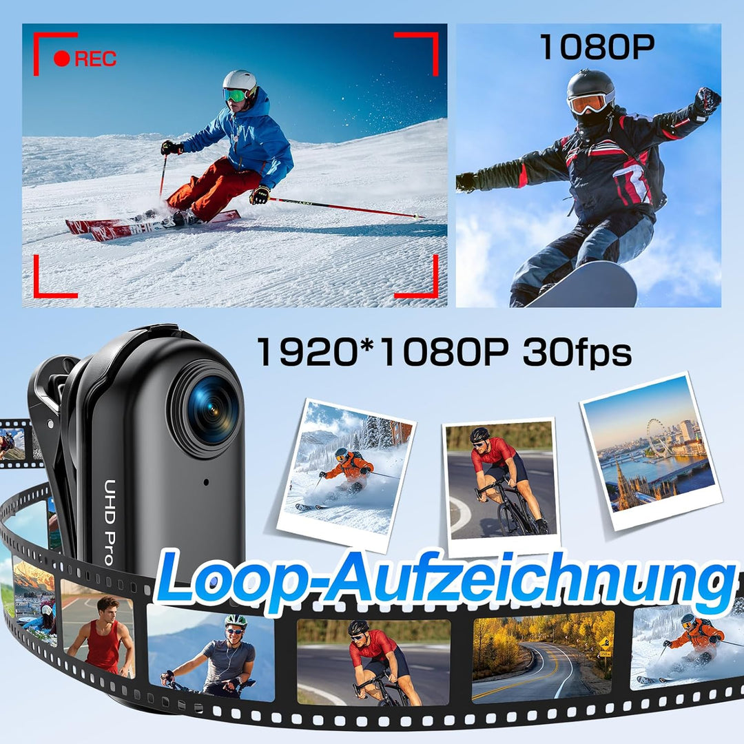 Action Cam Mini, 1080P HD Bodycam WiFi Mit Wasserdichter Hülle, 150° Weitwinkelobjektiv Actionkamera