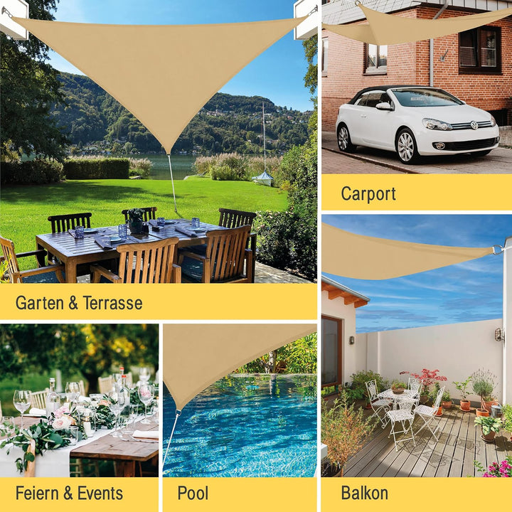 Sol Royal Sonnensegel dreieckig wasserdicht für Terrasse Balkon Garten | 6x4,2x4,2m Sand UV Sonnensc