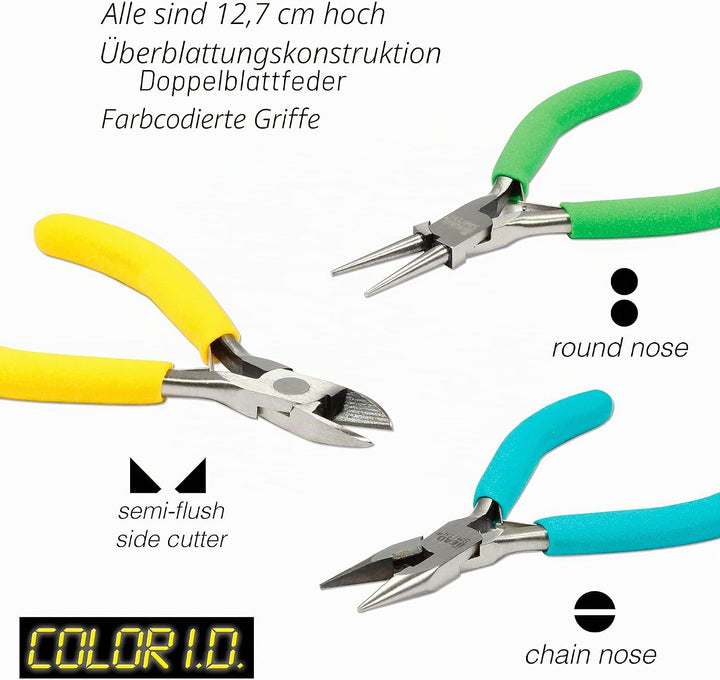 Beadsmith Wirtschaft Zange Set, Acryl, mehrfarbig, 3-teilig 0.35 x 5.65 x 7.9 cm, 0.35 x 5.65 x 7.9