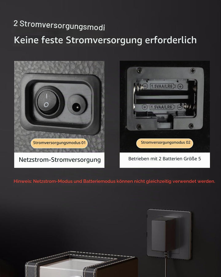 Automatische Uhrenbeweger Box, einzelnes Uhrenbeweger-Uhrengehäuse mit leisem Motor, Kohlefaser-Uhre