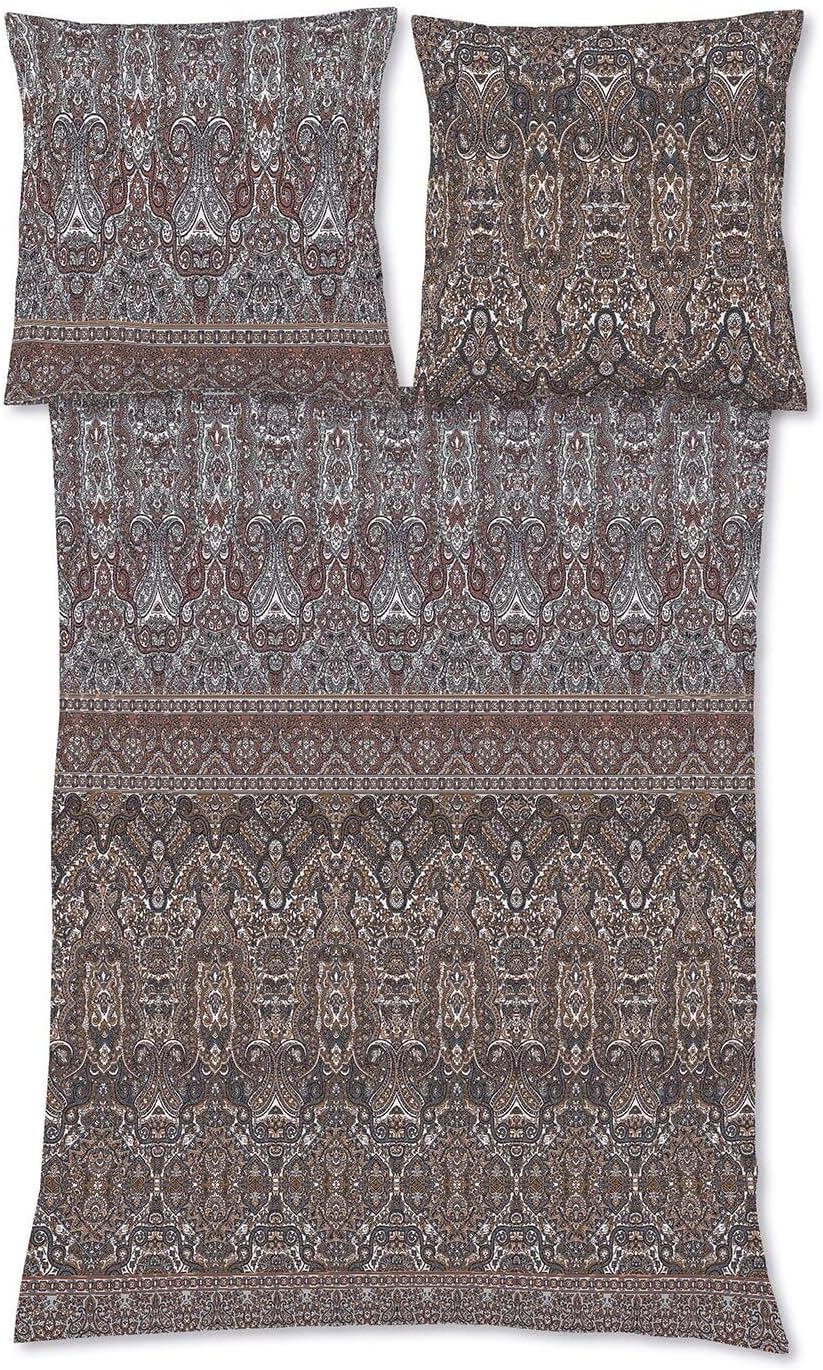 fleuresse Feinbiber Bettwäsche Aspen Deinze Chocolate 1 Bettbezug 135 x 200 cm + 1 Kissenbezug 80 x