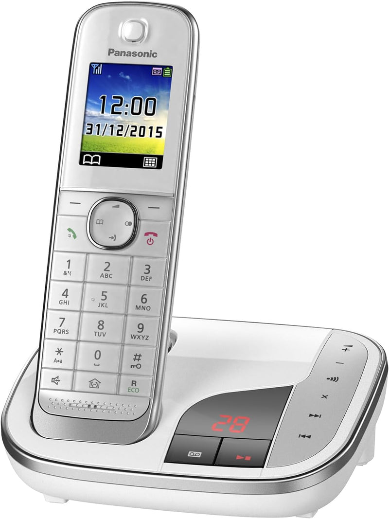 Panasonic KX-TGJ320GW Familien-Telefon mit Anrufbeantworter (schnurloses Telefon, strahlungsarm, Anr