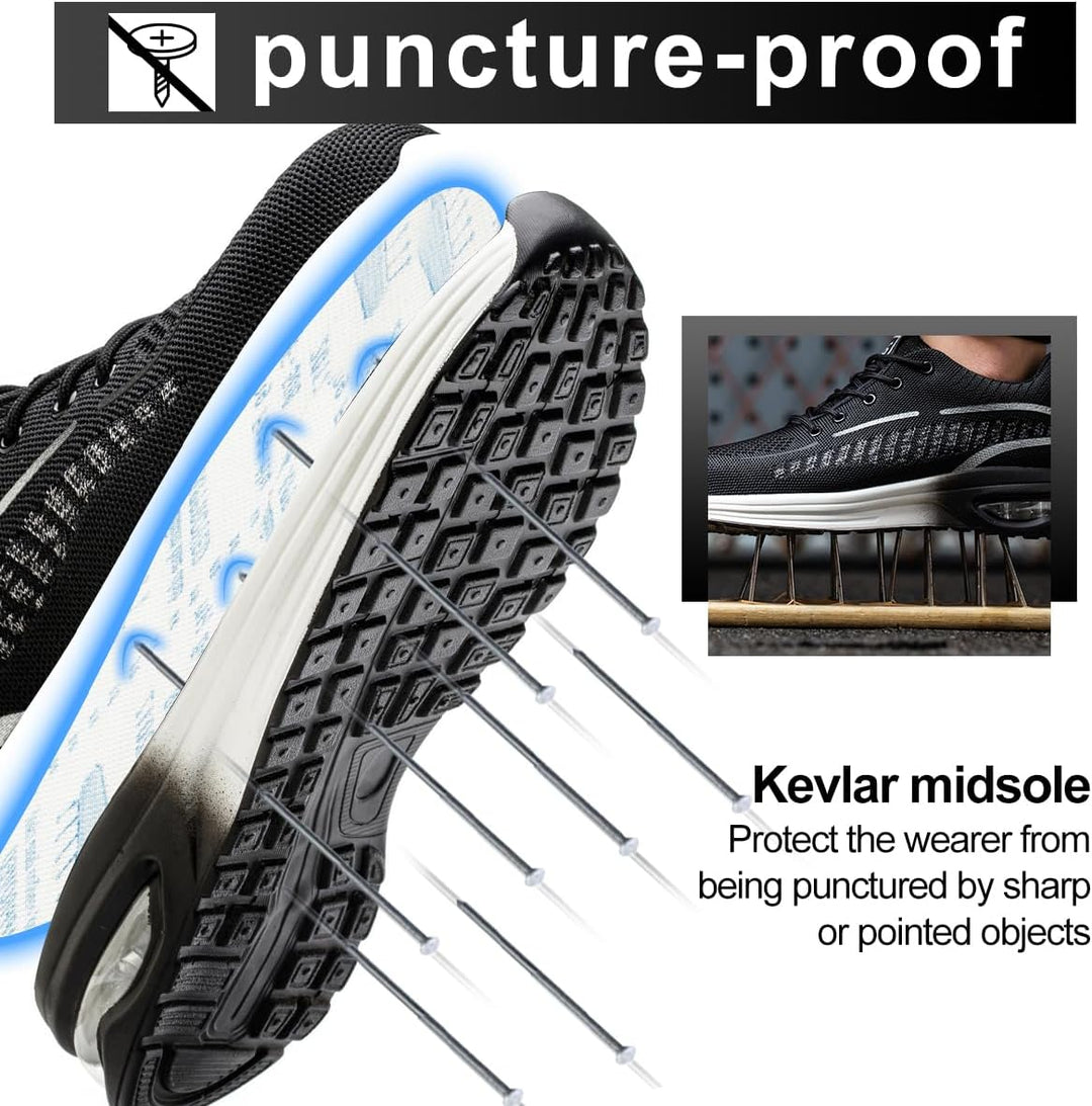YEKOYIOO Sicherheitsschuhe Herren Damen Arbeitsschuhe mit Stahlkappe Sneaker Schutzschuhe 39 EU Grau