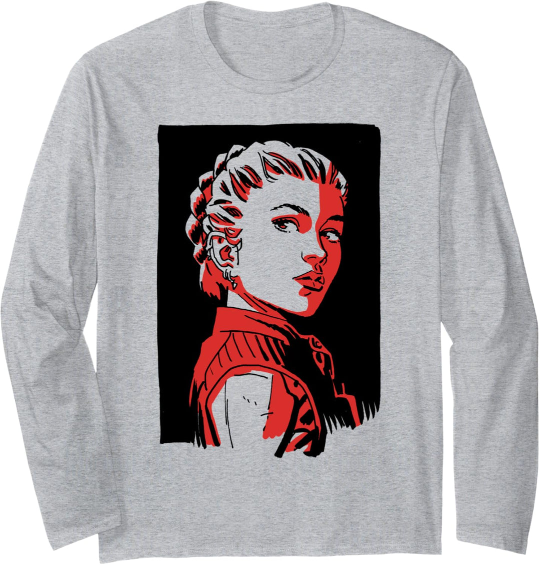 Marvel Black Widow Yelena Belova Red Hue Portrait Langarmshirt