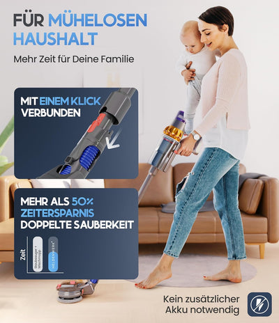 HELDENWERK Wischaufsatz für Dyson elektrisch für V7/V8/V10/V11/V15 Staubsauger I Wischmopp Aufsatz m