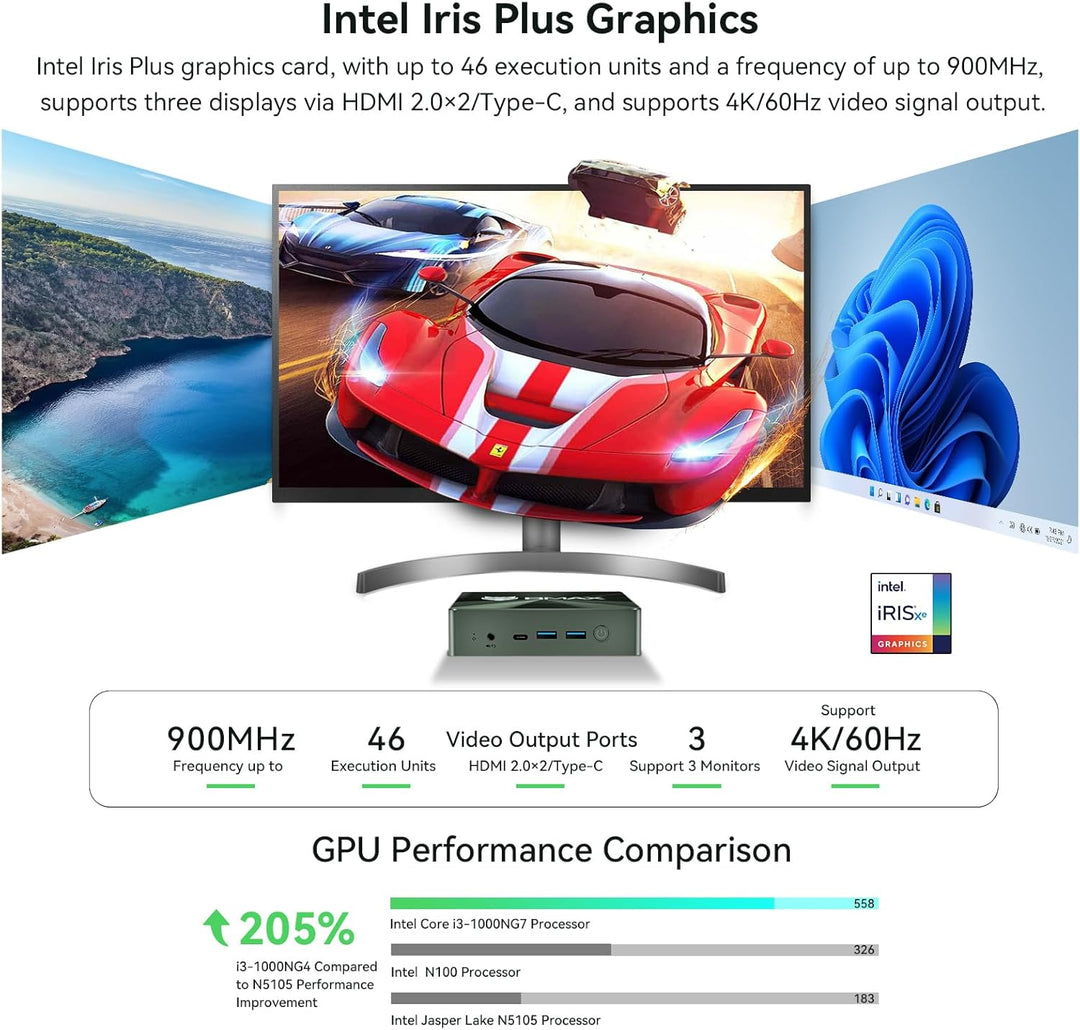 BMAX Mini Pc B6 Plus Intel i3-1000NG4 (bis zu 3,2 GHz), 12 GB LPDDR4 512 GB NVME SSD Mini-Desktop-Co