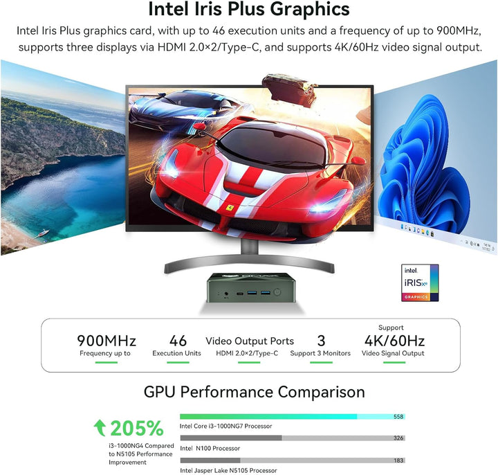 BMAX Mini Pc B6 Plus Intel i3-1000NG4 (bis zu 3,2 GHz), 12 GB LPDDR4 512 GB NVME SSD Mini-Desktop-Co