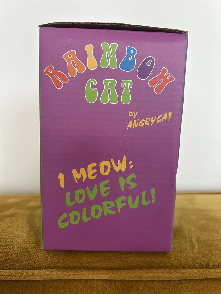 ANGRY CAT Regenbogen Winkekatze - Bunte Lucky Cat in Regenbogen Farben - süsse WinkKatze - Katze mit