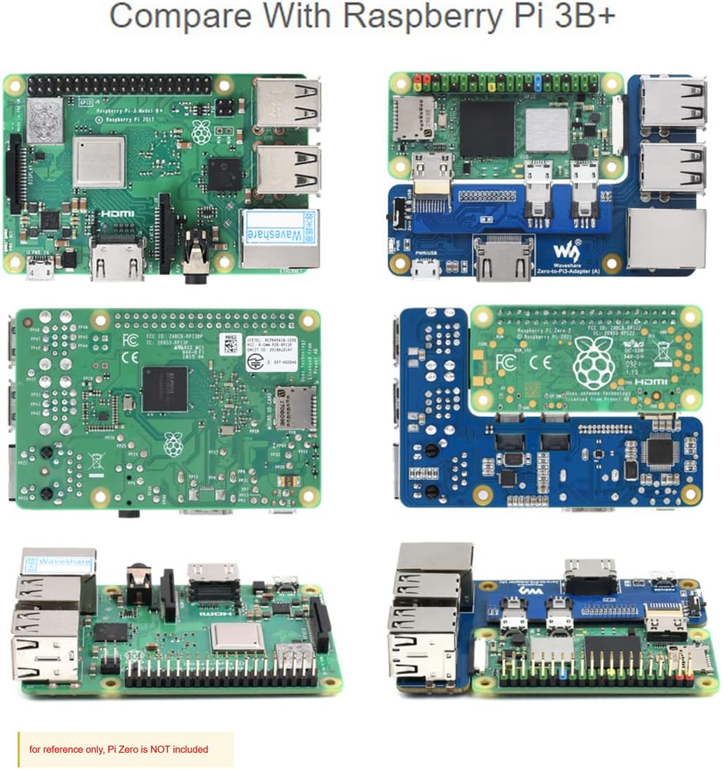 Waveshare Pi Zero auf Raspberry Pi 3 Model B/B+ Adapter, Onboard 4-CH USB Port, 100M Ethernet Port u