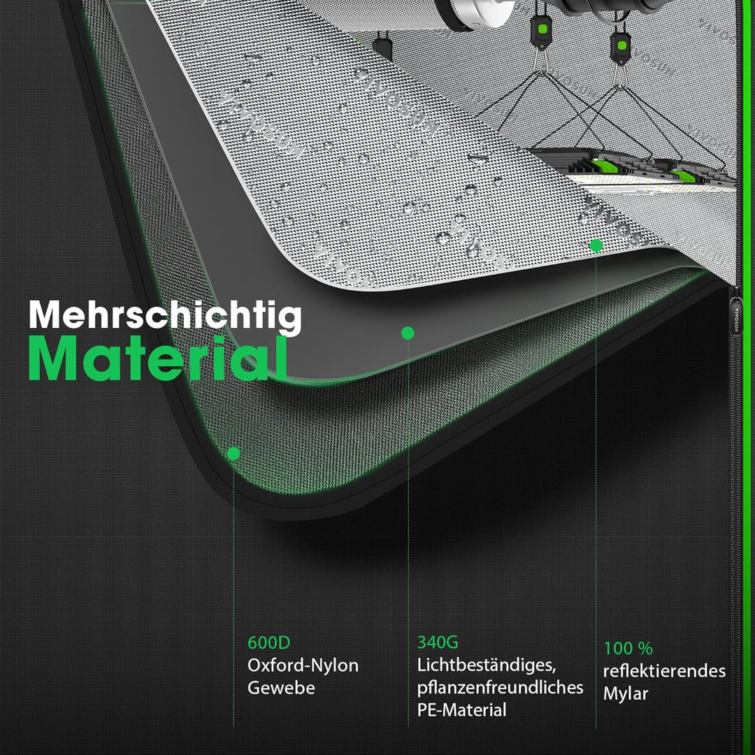 Premium Growzelt Komplettset mit Grow Zubehöre, High-Tech Growing Tent Kit mit Smart-Controller, Vol