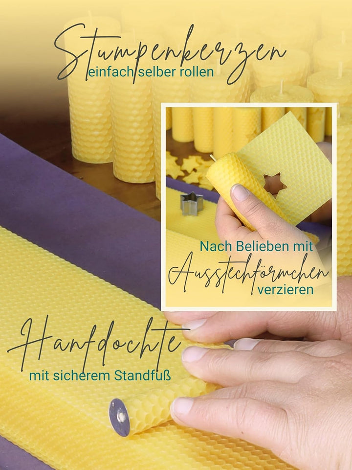 Wachsmann Stumpen Kerzen selber machen, 100% reines Bienenwachs aus Deutschland, Advent & Weihnachte
