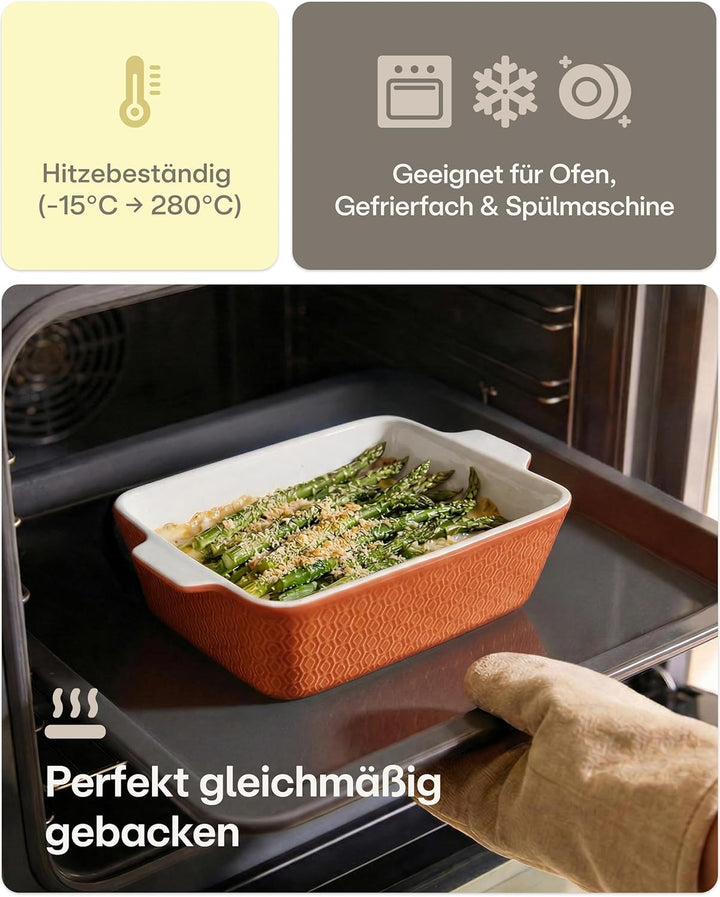 Praknu Auflaufform Klein aus Keramik für 2 Personen - Mini Auflaufform für Tiramisu &amp; Auflauf - Extr