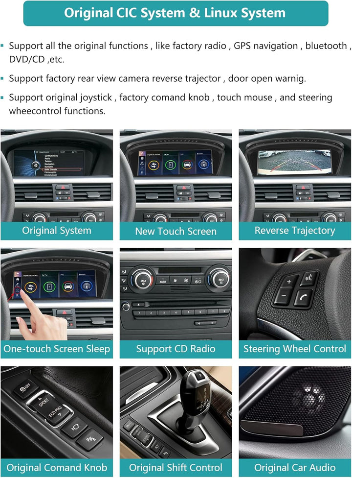 Ninetom 8.9 Zoll Car Radio, CarPlay/Android Auto/Mirrorlink/GPS für BMW CIC 3/5 Series E60 E61 E90 E